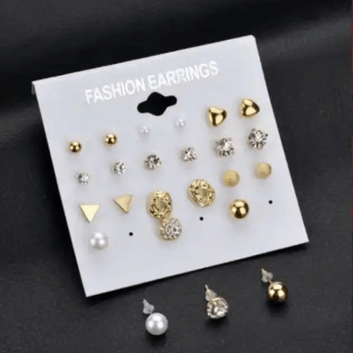 Elegant Charm: 12-Piece Mixed Stud Earring Set