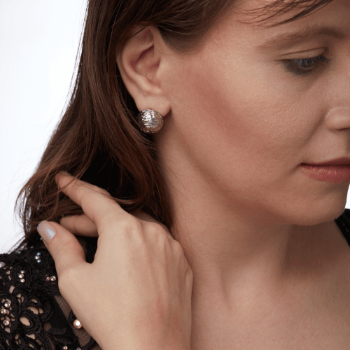 Textured Silver Stud Earrings – Minimalist & Party-Ready