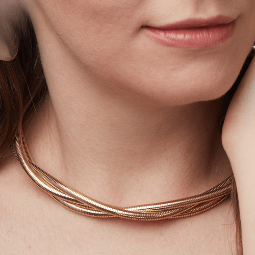 Elegant Twisted Gold-Tone Statement Necklace